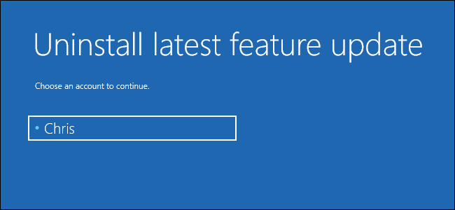 Uninstalling the latest big feature update on Windows 10