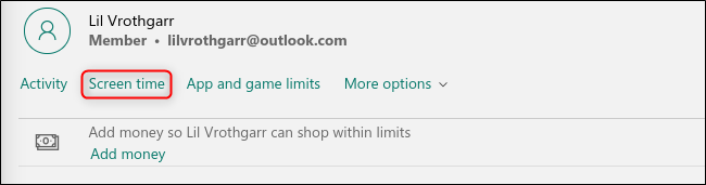 Click Screen Time.