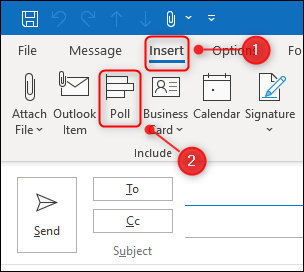 The Poll option on the Insert ribbon tab.