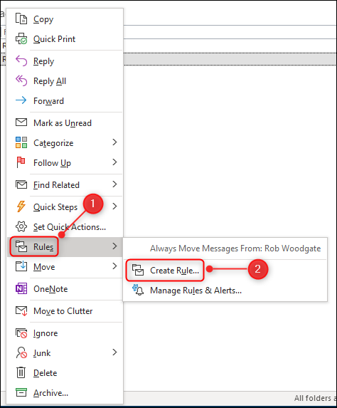 The Create Rule option in the context menu.