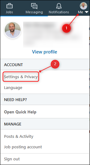 The Settings & Privacy menu option.