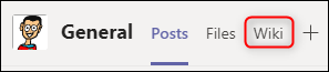The Wiki tab in a Teams channel.