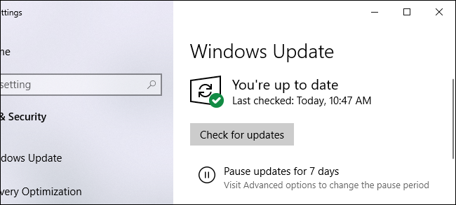 Windows Update saying you're up to date