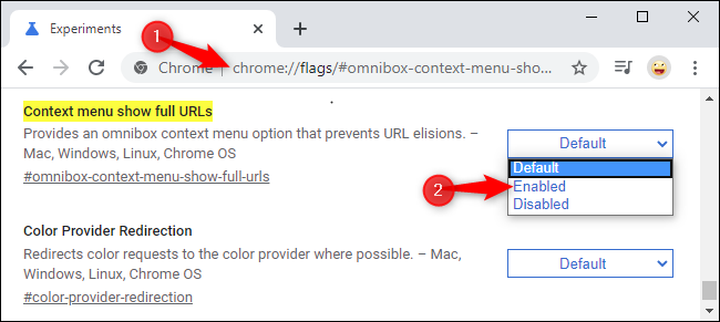 The Context menu show full URLs flag in Chrome