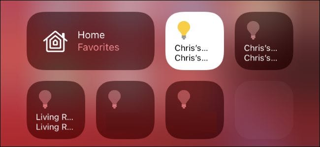 HomeKit smart home controls in the iPhone Control Center.
