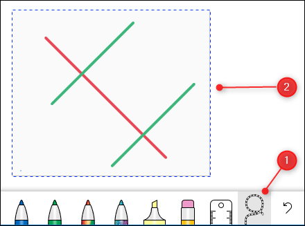 The Lasso tool and some selected lines.