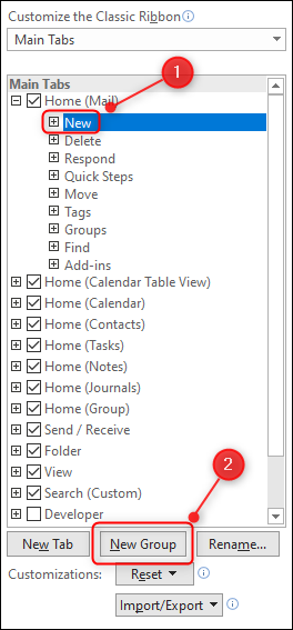 Click New, and then click New Group.