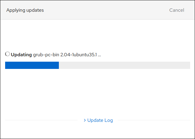 Updates in progress in Cockpit in a browser window