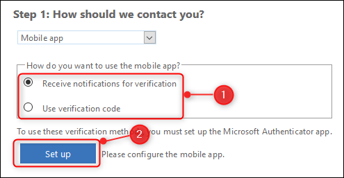 Radio buttons to choose the contact method