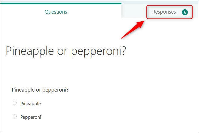 The Responses tab on the form.