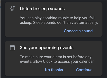 The Bedtime overview menu.