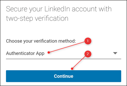 The verification method dropdown.