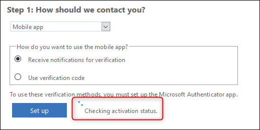 The Checking activation status message