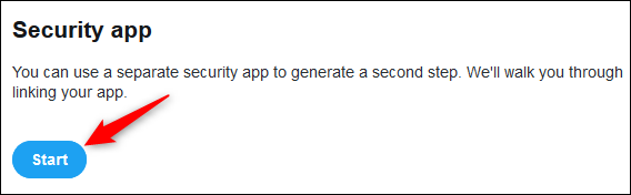 The Security app Start button.