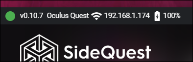SideQuest connected to an Oculus Quest headset.