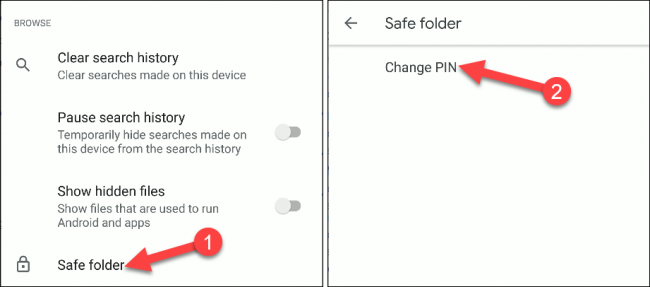 files by google safe folder settings
