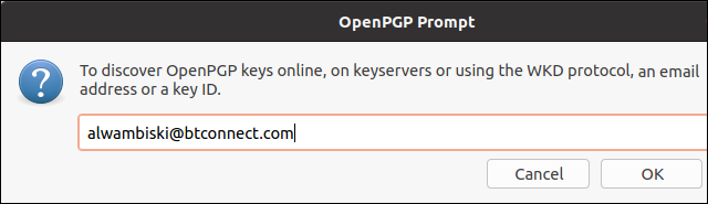 Searching for online keys from within Thunderbird