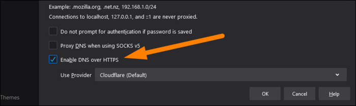 Select the Enable DNS over HTTPS option.