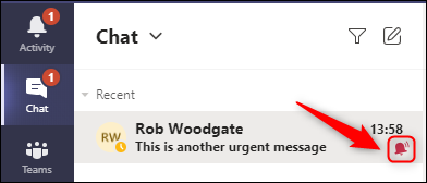 A chat showing the Urgent icon.