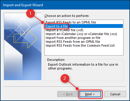 Outlook's Export to a file option.