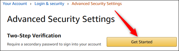The Two-Step Verification Get Started button