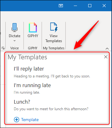 The My Templates panel in a new email.