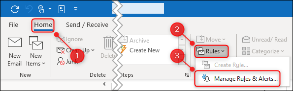 The Create Rule option in the ribbon menu.