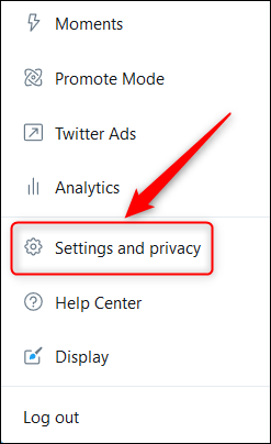 The Settings and privacy menu option.
