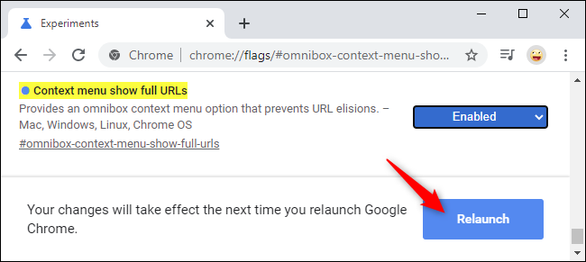 Relaunching Chrome after enabling a flag