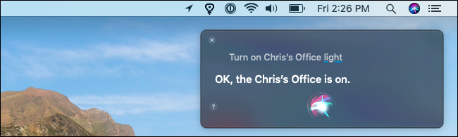 Turning on a Hue light with Siri on a Mac.