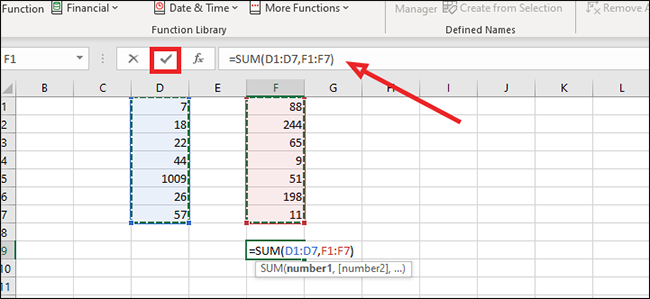 2 column sum formula