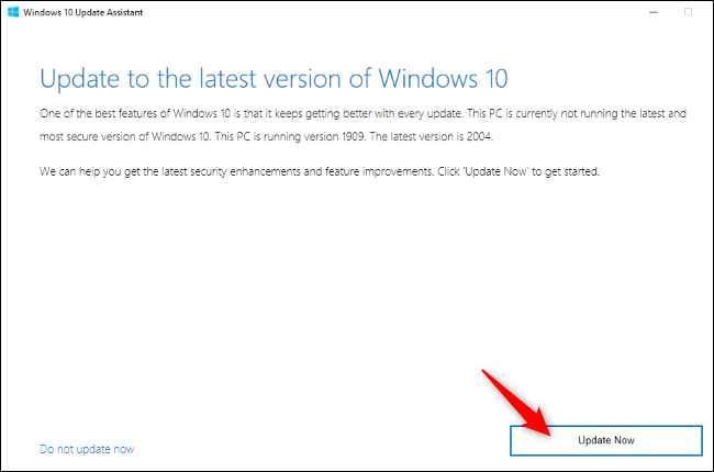 Windows 10's Update Assistant offering an upgrade