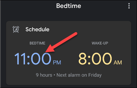 Tap the time you set as bedtime.