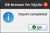 Import completed notification dialog