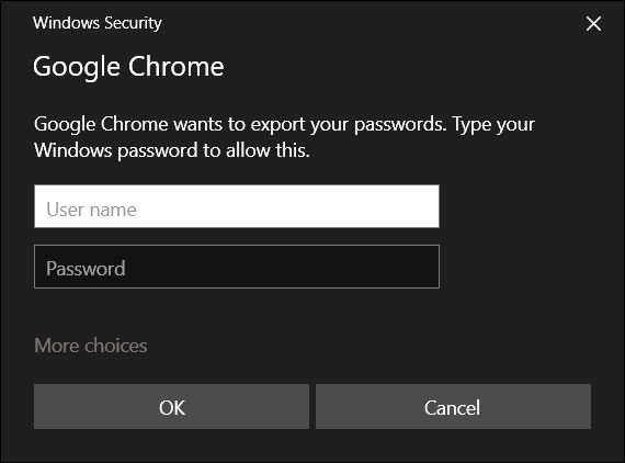 Enter your computer's username and password credentials to continue