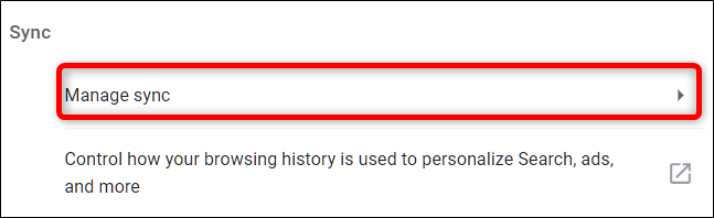 Click Manage sync
