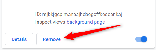 Locate the extension and click Remove