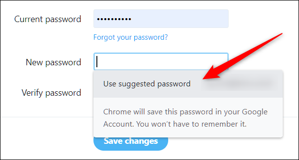 Click Use Suggested Password to change or reset an existing password on any account.