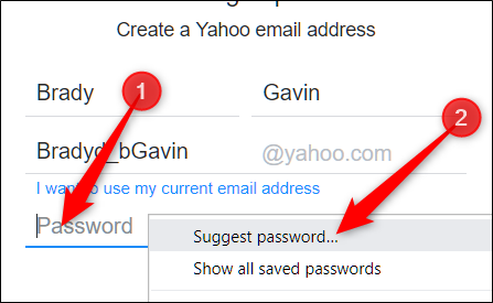 Right-click the empty password field, and then click Suggest Password.