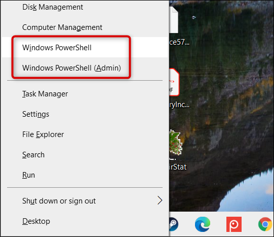 Click Windows PowerShell or Windows PowerShell (Admin).