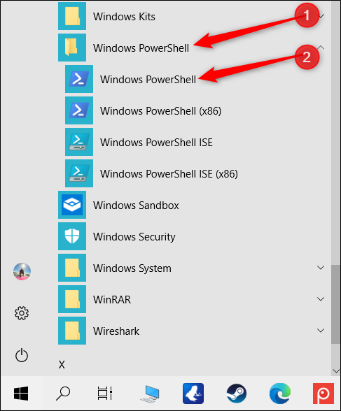 Click the Windows PowerShell folder, and then click Windows PowerShell.