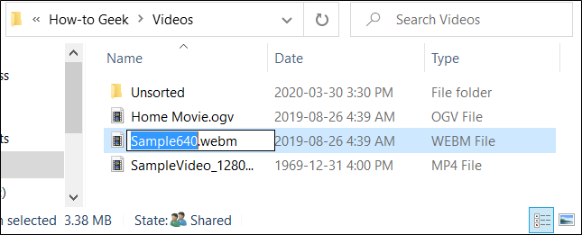 Click the file once, wait a second, and then click the file again to highlight the name. Type a new name and press the Enter key when done.