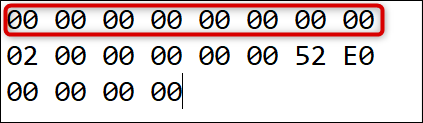 The first 16 zeroes in the header.