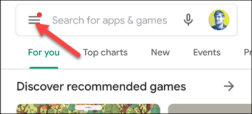 google play tap the menu icon