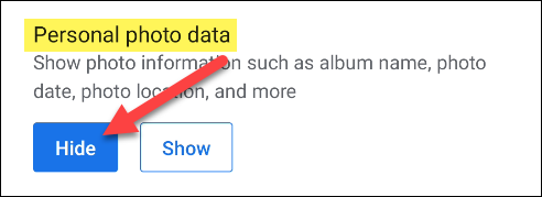 hide personal photo data