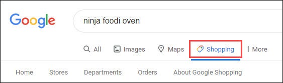 Click the Shopping tab on Google.