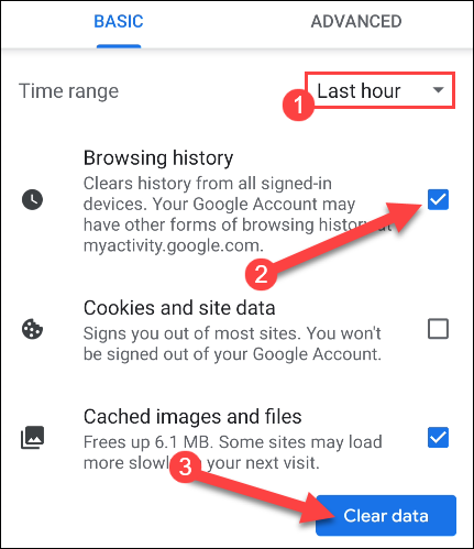 select a time range and clear data