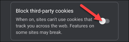 Toggle-On Block Third-Party Cookies.
