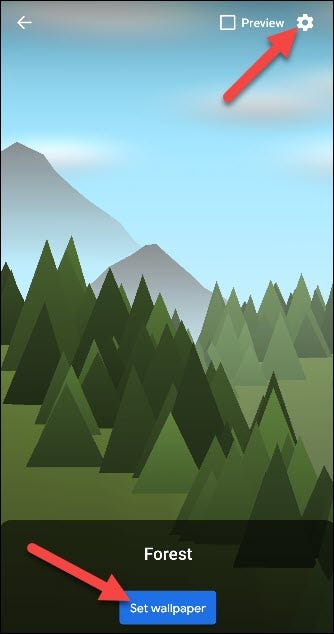 Tap the gear icon, and then tap Set Wallpaper.