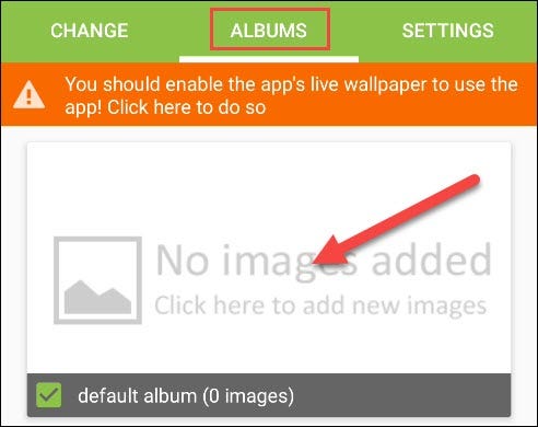 Tap Albums, and then select the Default Album checkbox.